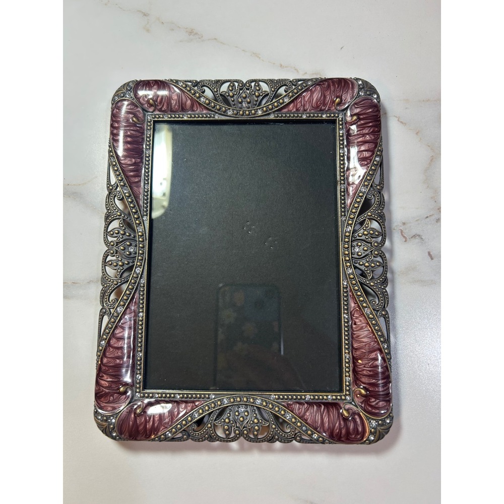 Vintage Victorian Style Purple Enamel Filigree Rhinestone 5x7 Picture‎ Frame